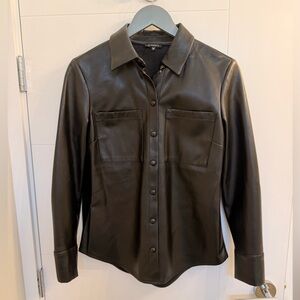 Dynamite Black Leather Button-Up Shirt/jacket